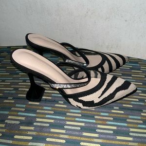 Zebra Heel Pump Mules